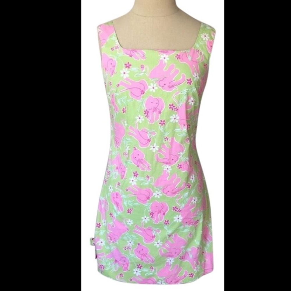 Pink Green Lilly Pulitzer Dress Bows Size 2